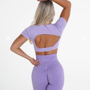 NVGTN Lilac Open Back Tee Sz Small